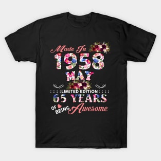 Flower Made In 1958 May 65 Years Of Being Awesome T-Shirt